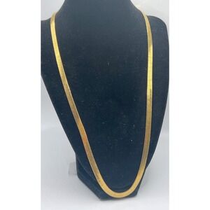 Premier Designs Gold Tone Herringbone Necklace 24" Flat Chain Classic